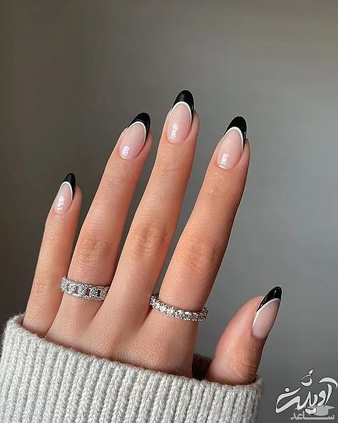 طراحی ناخن سیاه و سفید